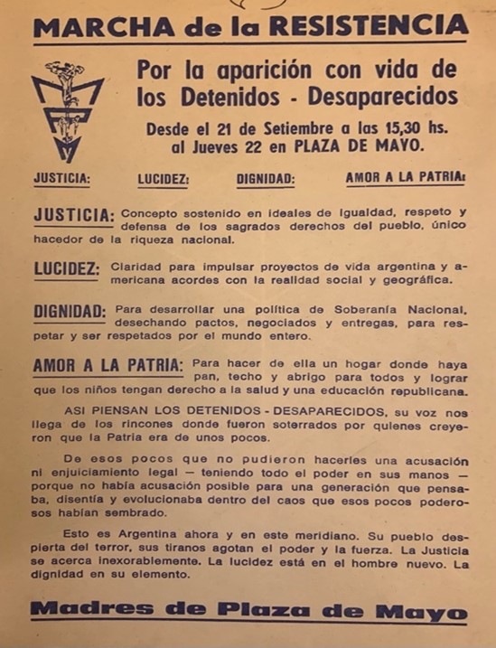 Imagen 1. Volante de la 3ra Marcha de la Resistencia. Archivo Personal