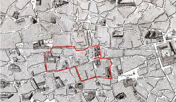 Fig. 2. Itinerario de la procesión eucarística por las calles de la collación del Salvador.