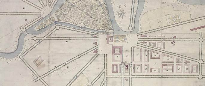 Fig. 2 Giacomo Bonavía. Plano de la nueva población de Aranjuez. 1750.