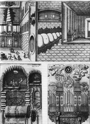 Fig. 3. Kircher: diversos experimentos acústicos.