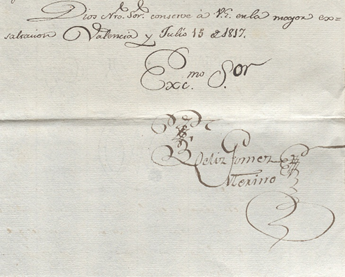 Fig. 2. Firma de la carta dirigida a don Francisco de Saavedra y Sangronis en 1817