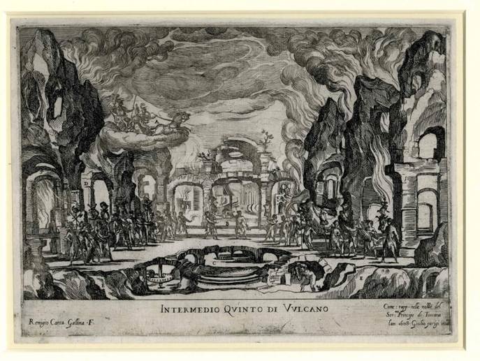 Fig.1. Grabado Intermedio Quinto di Vulcano, 1608.