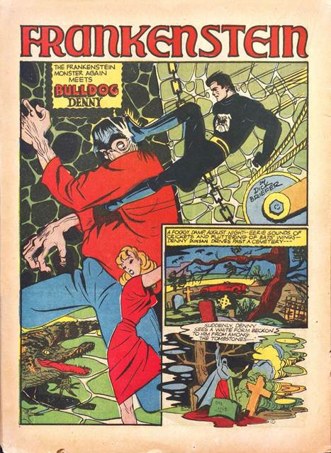 Ill. 2 Frankenstein vs. Bulldog Denny. Dick Briefer, “Frankenstein”, Prize Comics #13 (1942)