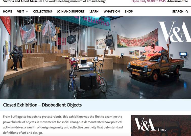 Fig. 2. Disobedient Objects at the V&A. Screenshot Laurence Gouriévidis (2020)