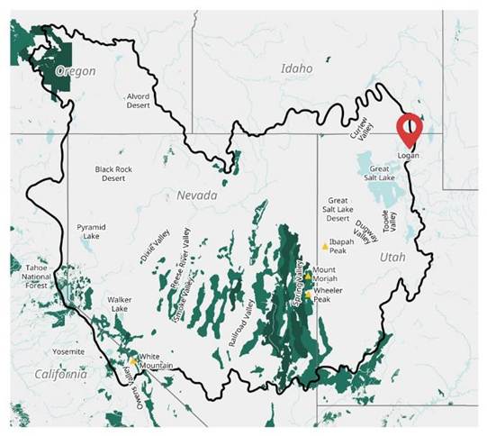 Figure 4. The Great Basin Desert boundaries. Inspired by Stephen Trimble’s work.