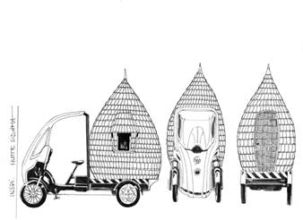 Fig 12 à 18 : Neotravelmakers (Éléonore Levieux & Vincent Rauel), recherches graphiques pour Latlyé Kamayann, 2022. ©ADAGP