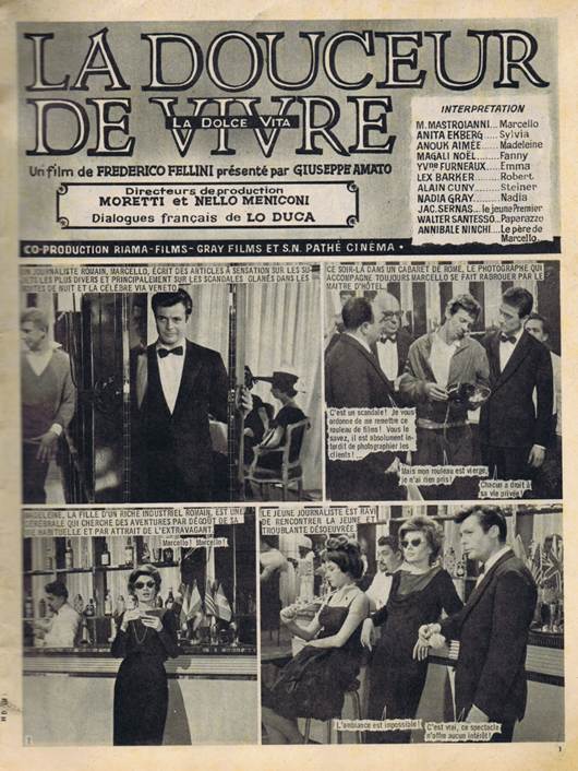 FIGURE 3:Opening of La Dolce Vita (Sweet Life) in the film photonovel magazine Nous Deux Film, n° 81 (1960)