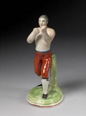 Illustration 2&nbsp;: Figurine en faïence émaillée au plomb représentant le boxeur Tom Cribb.