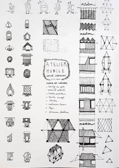 Fig 12 à 18 : Neotravelmakers (Éléonore Levieux & Vincent Rauel), recherches graphiques pour Latlyé Kamayann, 2022. ©ADAGP